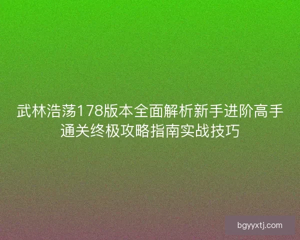 武林浩荡178版本全面解析新手进阶高手通关终极攻略指南实战技巧 武林浩荡178版本全面解析新手进阶高手通关终极攻略指南实战技巧