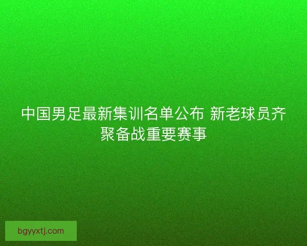 中国男足最新集训名单公布 新老球员齐聚备战重要赛事