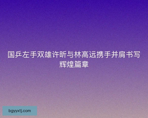 国乒左手双雄许昕与林高远携手并肩书写辉煌篇章 国乒左手双雄许昕与林高远携手并肩书写辉煌篇章